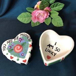 Mother heart ring/ trinket box YOU ARE MY MOTHER - I AM SO LUCKY Rainy Day Clay